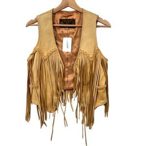 Vintage The Leather Ranch Fringe Western Open Vest